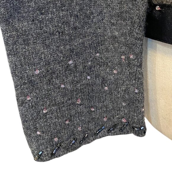 Vintage April Cornell Wool Beaded Floral Cardigan Feminine Dark Fairy Grunge-S - Picture 12 of 15